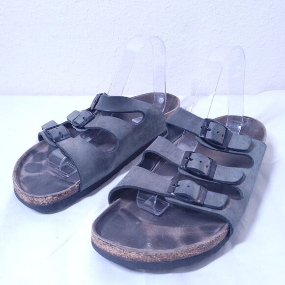 Birkenstock Birkis Florida Slate Gray 3 Buckle Strap Sandals Womens 41 - Picture 1 of 11